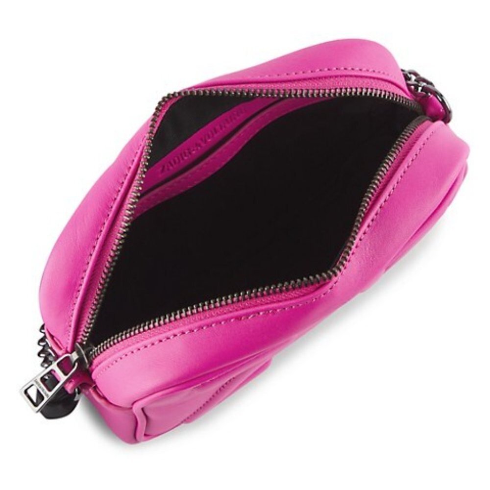 Zadig & Voltaire X-Small Boxy Initials Shoulder Bag Buttery Leather Barbiecore - Picture 7 of 11